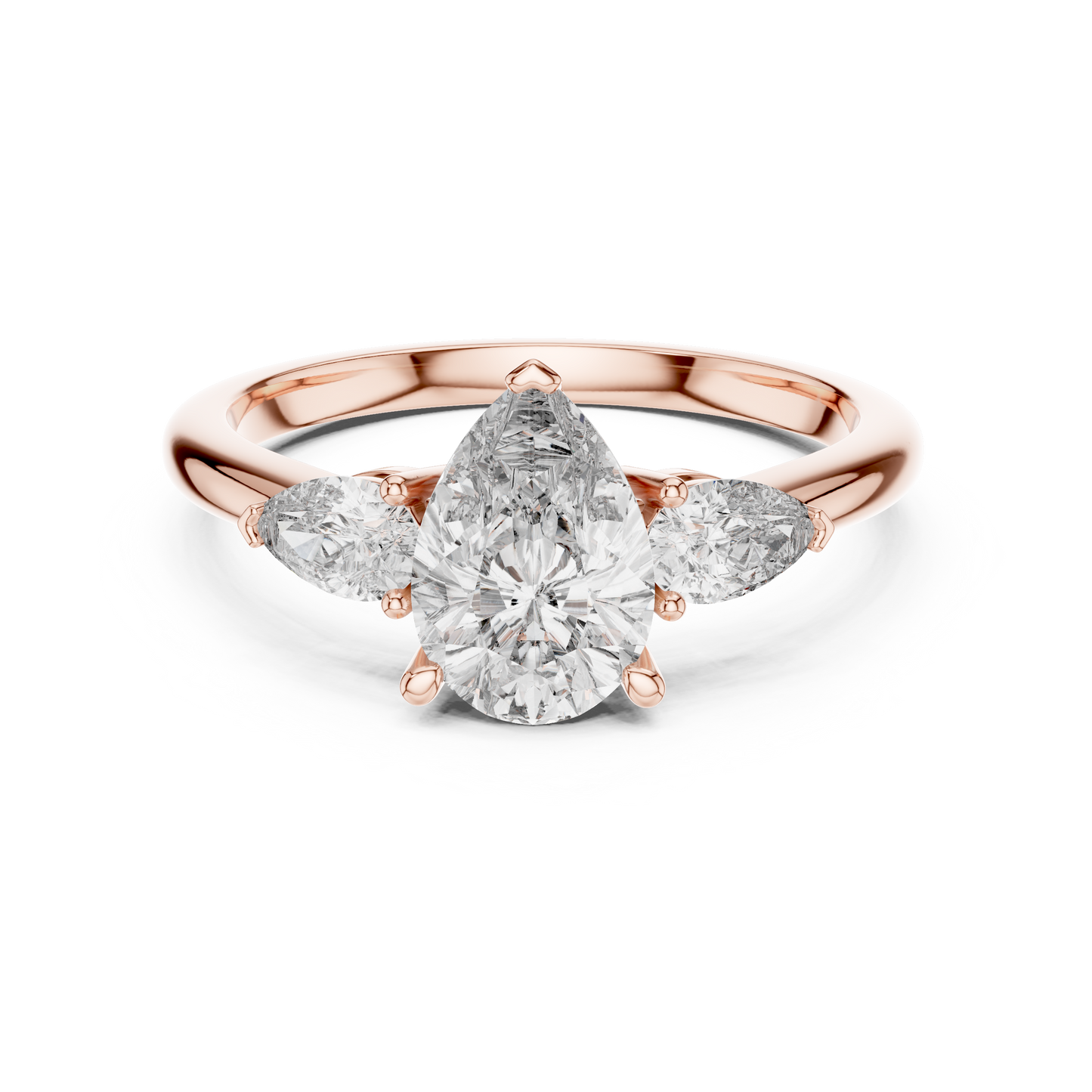 Anillo de Tres Piedras con Diamantes Corte Pera 1.53ctw en Córdoba, España| Diamante Creado en Laboratorio Color D Claridad VS | Oro 10K/18K, Plata y Platino (Tallas Disponibles 8–20)