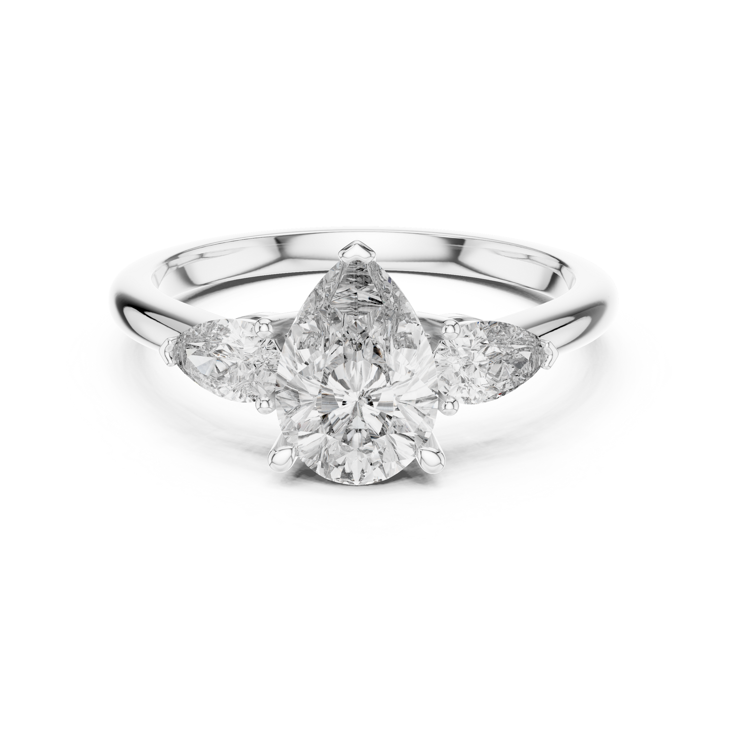 Anillo de Tres Piedras con Diamantes Corte Pera 1.53ctw en Córdoba, España| Diamante Creado en Laboratorio Color D Claridad VS | Oro 10K/18K, Plata y Platino (Tallas Disponibles 8–20)