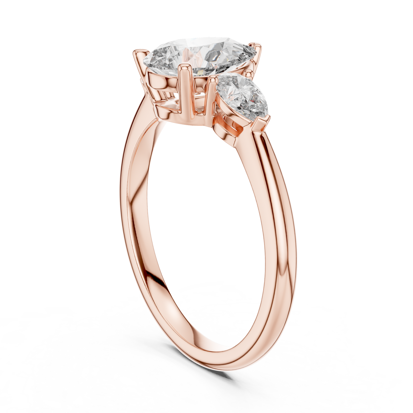 Anillo de Tres Piedras con Diamantes Corte Pera 1.53ctw en Córdoba, España| Diamante Creado en Laboratorio Color D Claridad VS | Oro 10K/18K, Plata y Platino (Tallas Disponibles 8–20)
