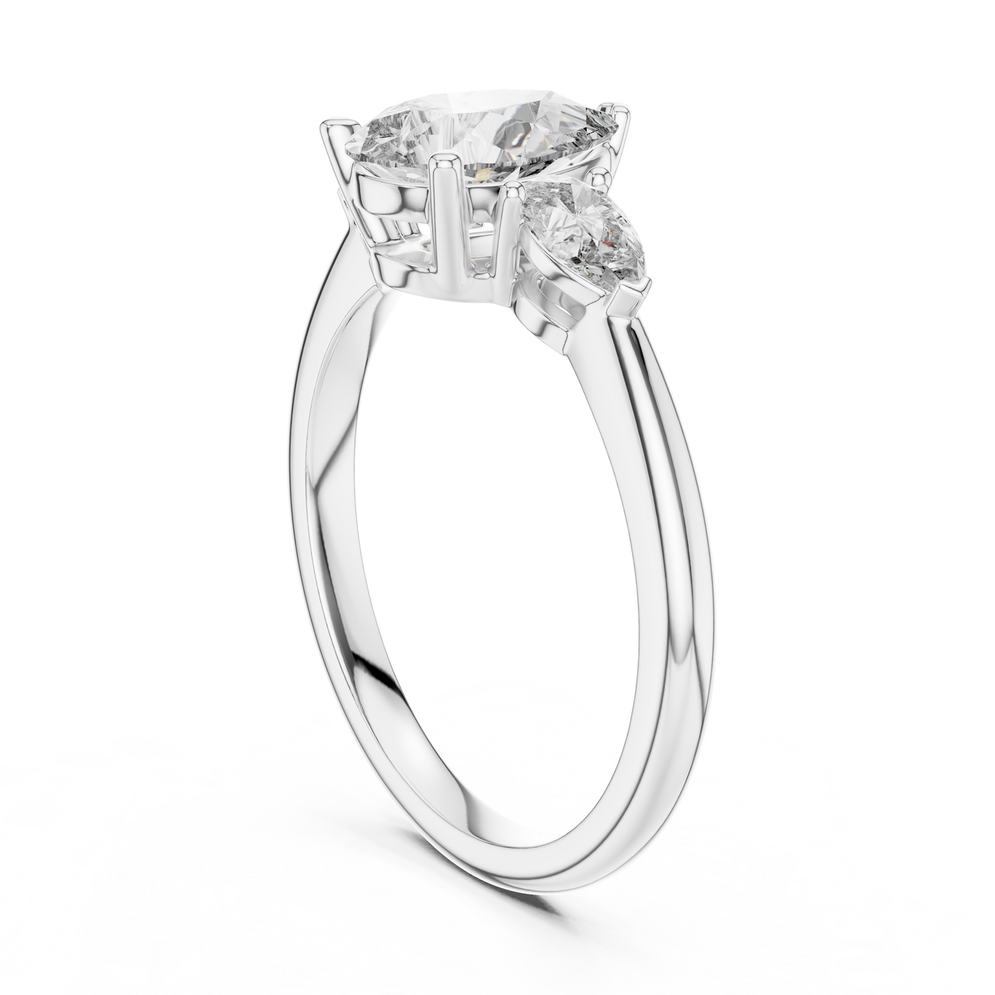 Anillo de Tres Piedras con Diamantes Corte Pera 1.53ctw en Córdoba, España| Diamante Creado en Laboratorio Color D Claridad VS | Oro 10K/18K, Plata y Platino (Tallas Disponibles 8–20)