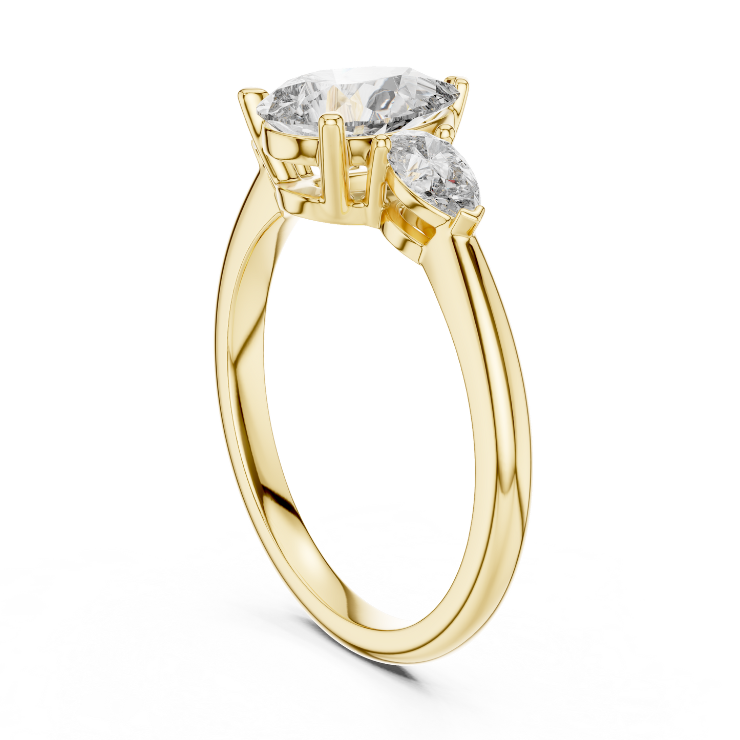 Anillo de Tres Piedras con Diamantes Corte Pera 1.53ctw en Córdoba, España| Diamante Creado en Laboratorio Color D Claridad VS | Oro 10K/18K, Plata y Platino (Tallas Disponibles 8–20)