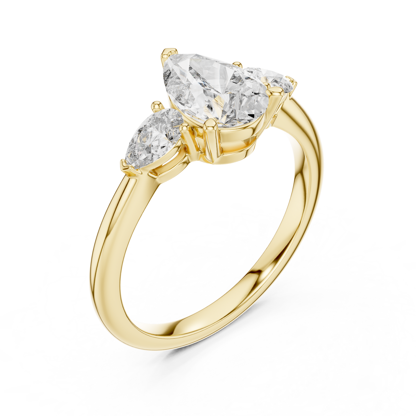 Anillo de Tres Piedras con Diamantes Corte Pera 1.53ctw en Córdoba, España| Diamante Creado en Laboratorio Color D Claridad VS | Oro 10K/18K, Plata y Platino (Tallas Disponibles 8–20)
