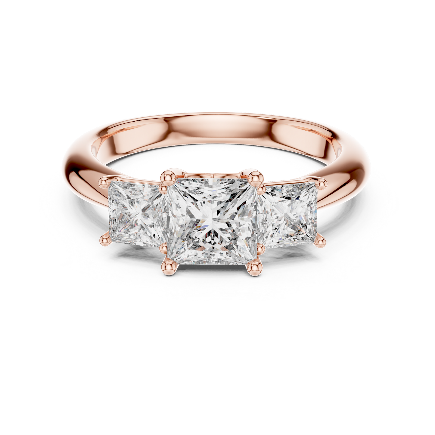 Anillo Tres Piedras Princess Cut 2.00ctw con Diamantes de Laboratorio en Córdoba, España | Color D, Claridad VS | Oro 10K/18K, Plata y Platino (Tallas disponibles 8–20)