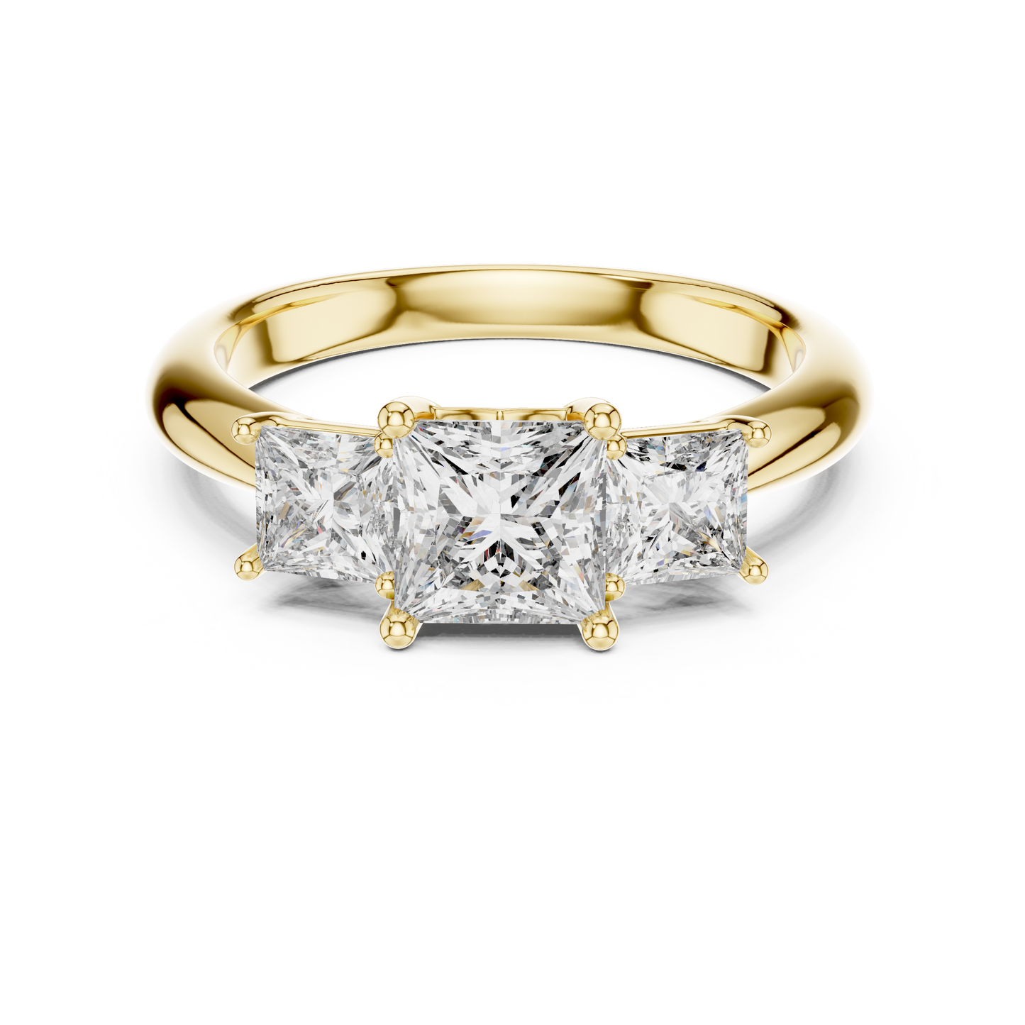 Anillo Tres Piedras Princess Cut 2.00ctw con Diamantes de Laboratorio en Córdoba, España | Color D, Claridad VS | Oro 10K/18K, Plata y Platino (Tallas disponibles 8–20)