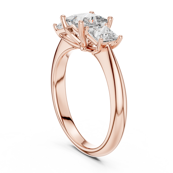 Anillo Tres Piedras Princess Cut 2.00ctw con Diamantes de Laboratorio en Córdoba, España | Color D, Claridad VS | Oro 10K/18K, Plata y Platino (Tallas disponibles 8–20)