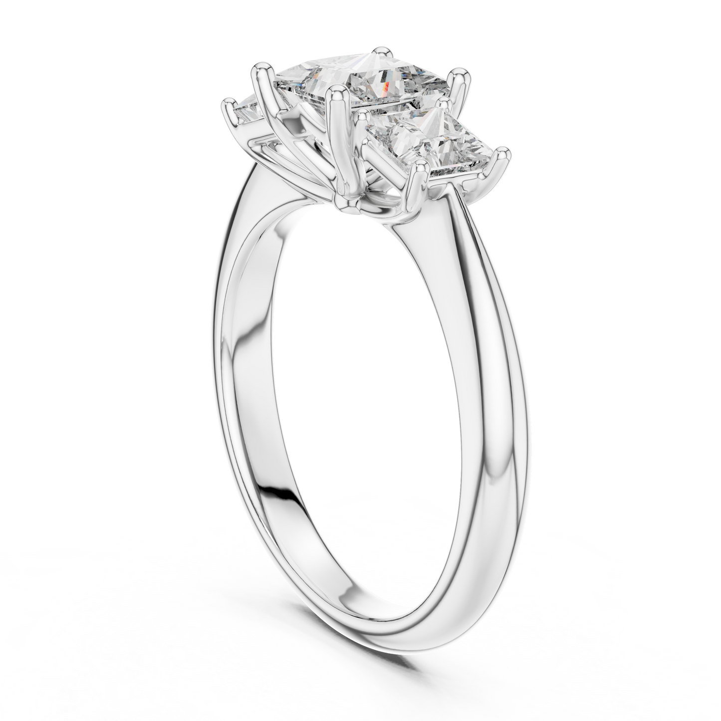 Anillo Tres Piedras Princess Cut 2.00ctw con Diamantes de Laboratorio en Córdoba, España | Color D, Claridad VS | Oro 10K/18K, Plata y Platino (Tallas disponibles 8–20)