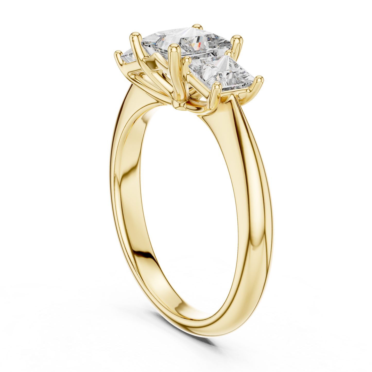 Anillo Tres Piedras Princess Cut 2.00ctw con Diamantes de Laboratorio en Córdoba, España | Color D, Claridad VS | Oro 10K/18K, Plata y Platino (Tallas disponibles 8–20)