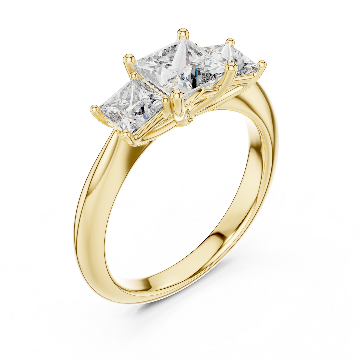 Anillo Tres Piedras Princess Cut 2.00ctw con Diamantes de Laboratorio en Córdoba, España | Color D, Claridad VS | Oro 10K/18K, Plata y Platino (Tallas disponibles 8–20)