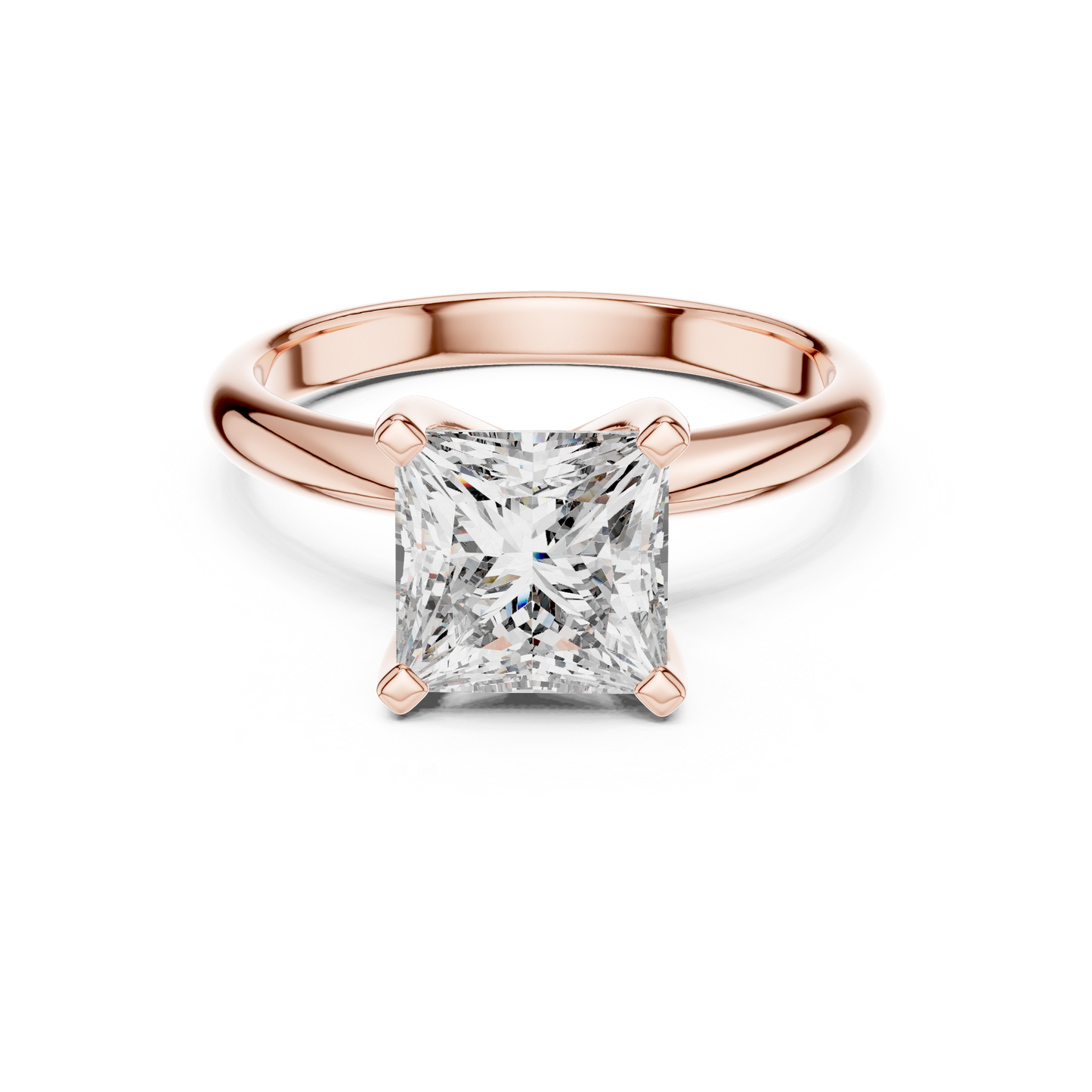 Anillo de Compromiso Solitario con Diamante Princess de 2.00ct | Diamante Creado en Laboratorio Color D Claridad VS | Oro 10K/18K, Plata y Platino (Tallas Disponibles 8-20)