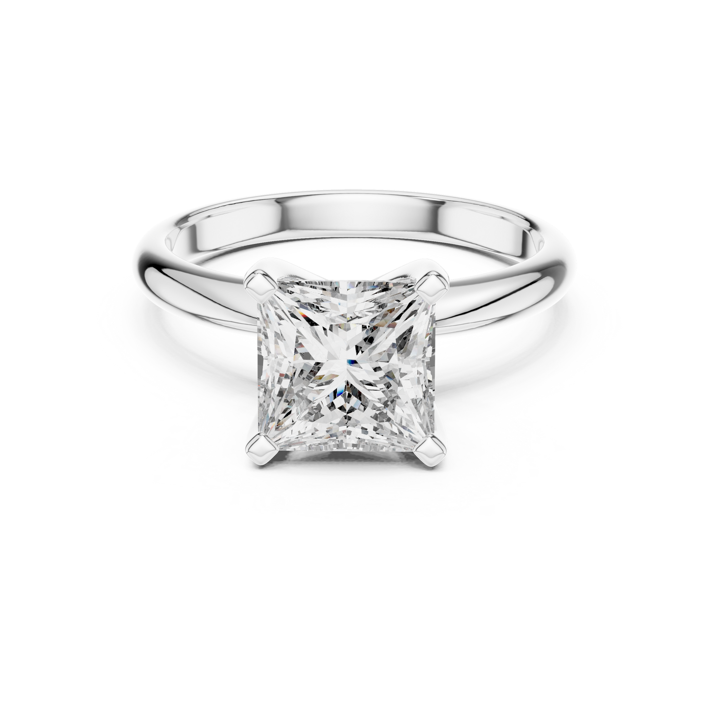 Anillo de Compromiso Solitario con Diamante Princess de 2.00ct | Diamante Creado en Laboratorio Color D Claridad VS | Oro 10K/18K, Plata y Platino (Tallas Disponibles 8-20)