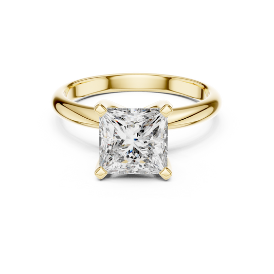 Anillo de Compromiso Solitario con Diamante Princess de 2.00ct | Diamante Creado en Laboratorio Color D Claridad VS | Oro 10K/18K, Plata y Platino (Tallas Disponibles 8-20)