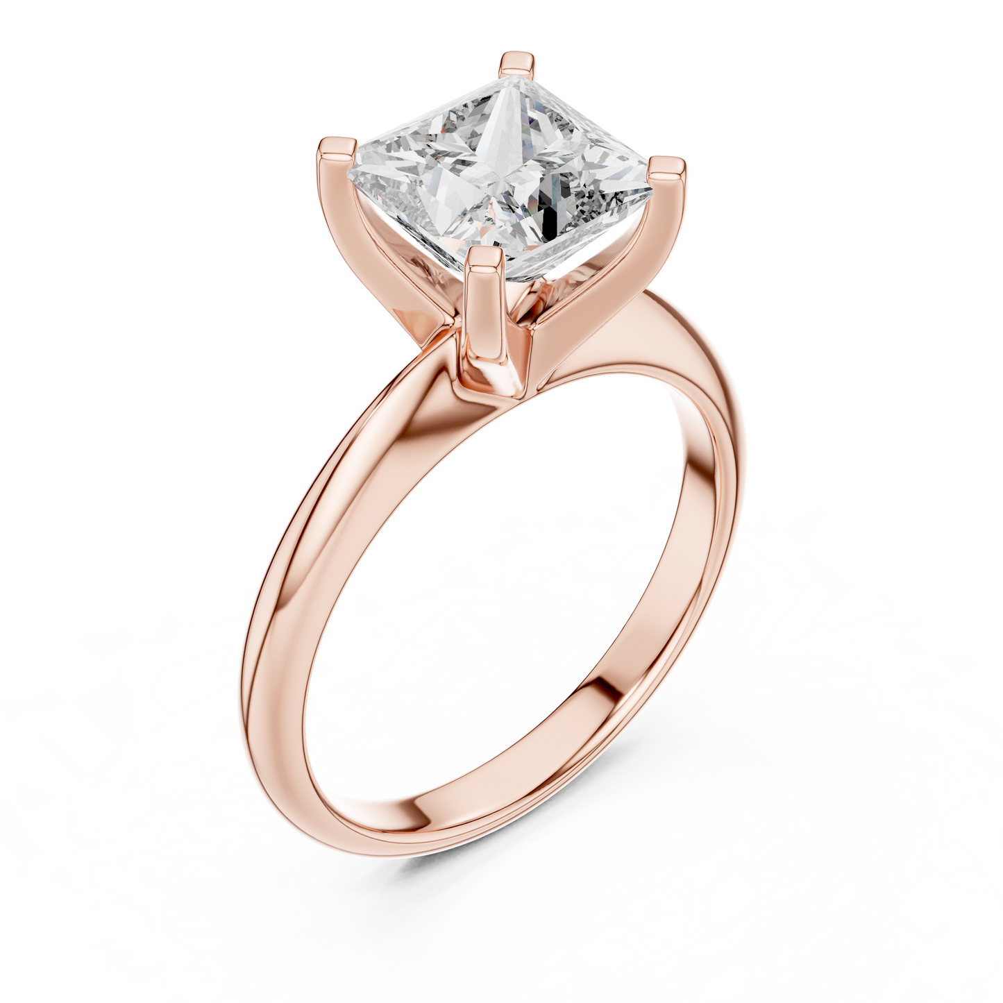 Anillo de Compromiso Solitario con Diamante Princess de 2.00ct | Diamante Creado en Laboratorio Color D Claridad VS | Oro 10K/18K, Plata y Platino (Tallas Disponibles 8-20)