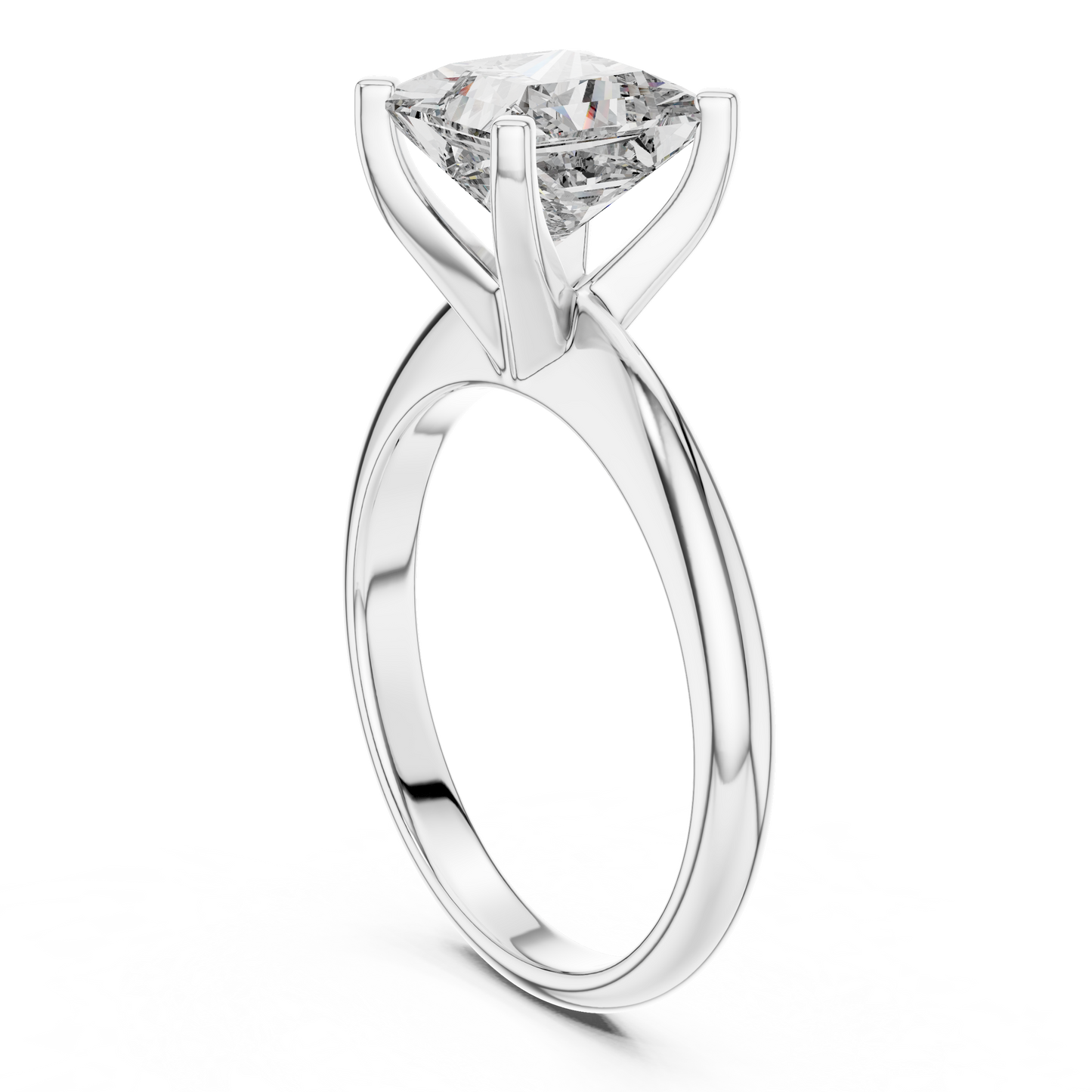 Anillo de Compromiso Solitario con Diamante Princess de 2.00ct | Diamante Creado en Laboratorio Color D Claridad VS | Oro 10K/18K, Plata y Platino (Tallas Disponibles 8-20)