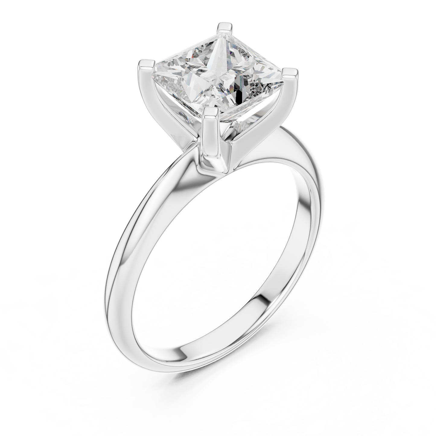 Anillo de Compromiso Solitario con Diamante Princess de 2.00ct | Diamante Creado en Laboratorio Color D Claridad VS | Oro 10K/18K, Plata y Platino (Tallas Disponibles 8-20)