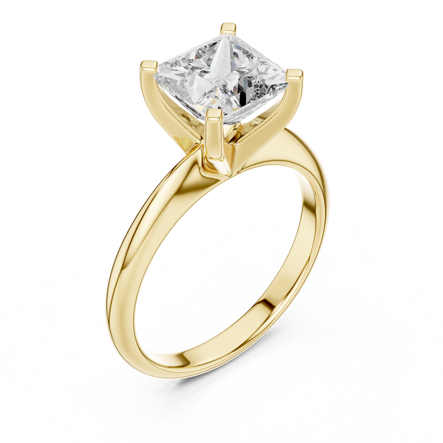 Anillo de Compromiso Solitario con Diamante Princess de 2.00ct | Diamante Creado en Laboratorio Color D Claridad VS | Oro 10K/18K, Plata y Platino (Tallas Disponibles 8-20)
