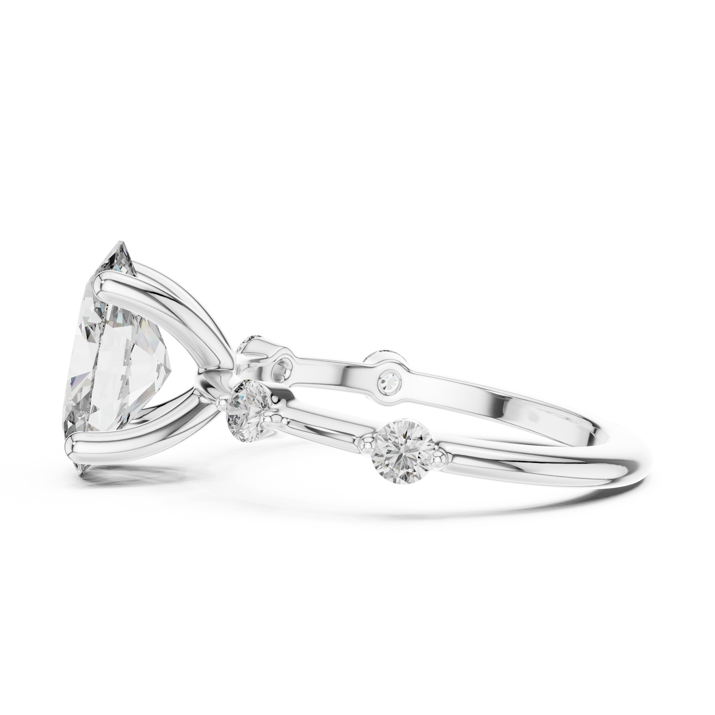 Anillo Solitario Oval con Puente Acentuado de 2.24ct en Córdoba, España | Diamante Creado en Laboratorio Color D Claridad VS | Oro 10K/18K, Plata y Platino (Tallas Disponibles 8-20)