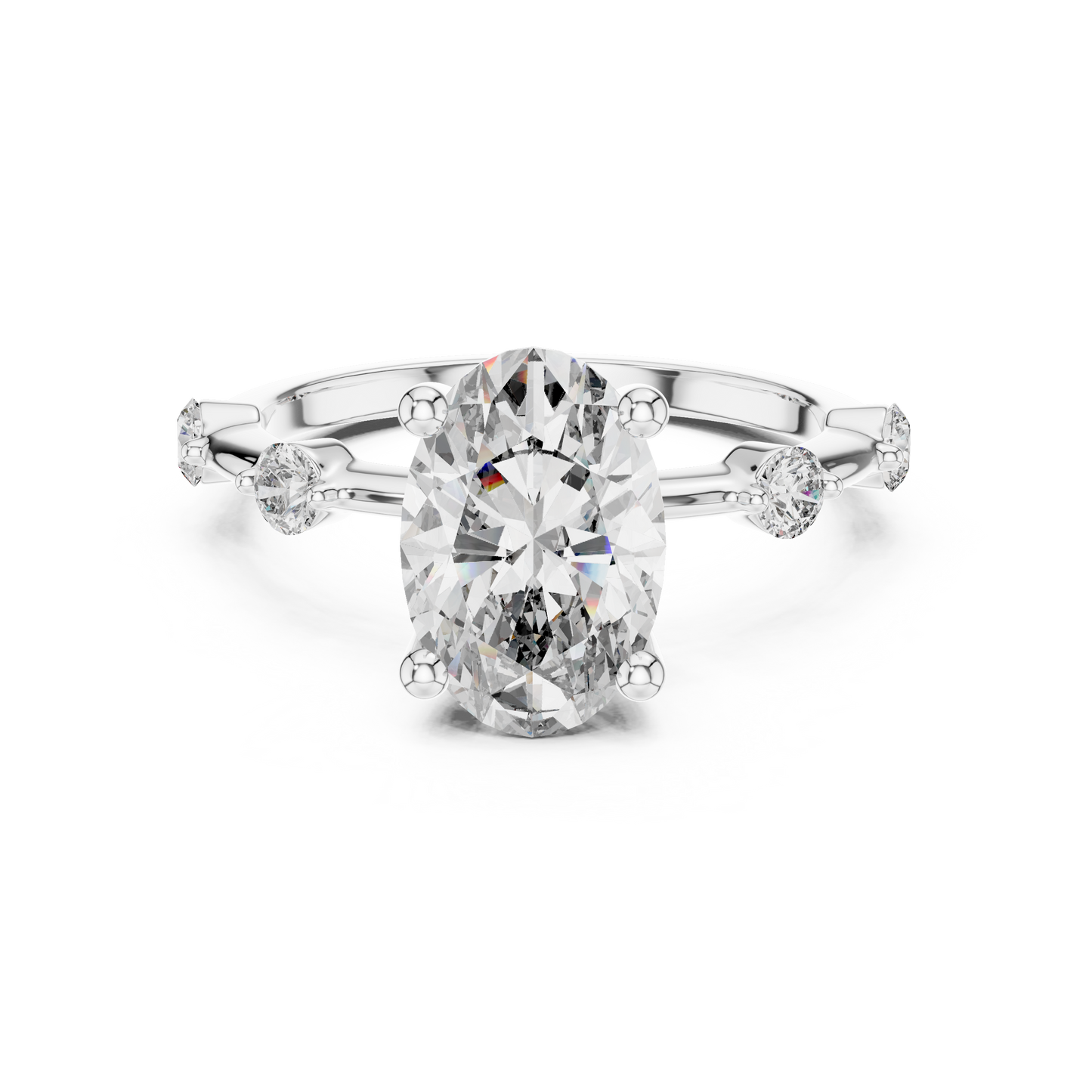 Anillo Solitario Oval con Puente Acentuado de 2.24ct en Córdoba, España | Diamante Creado en Laboratorio Color D Claridad VS | Oro 10K/18K, Plata y Platino (Tallas Disponibles 8-20)