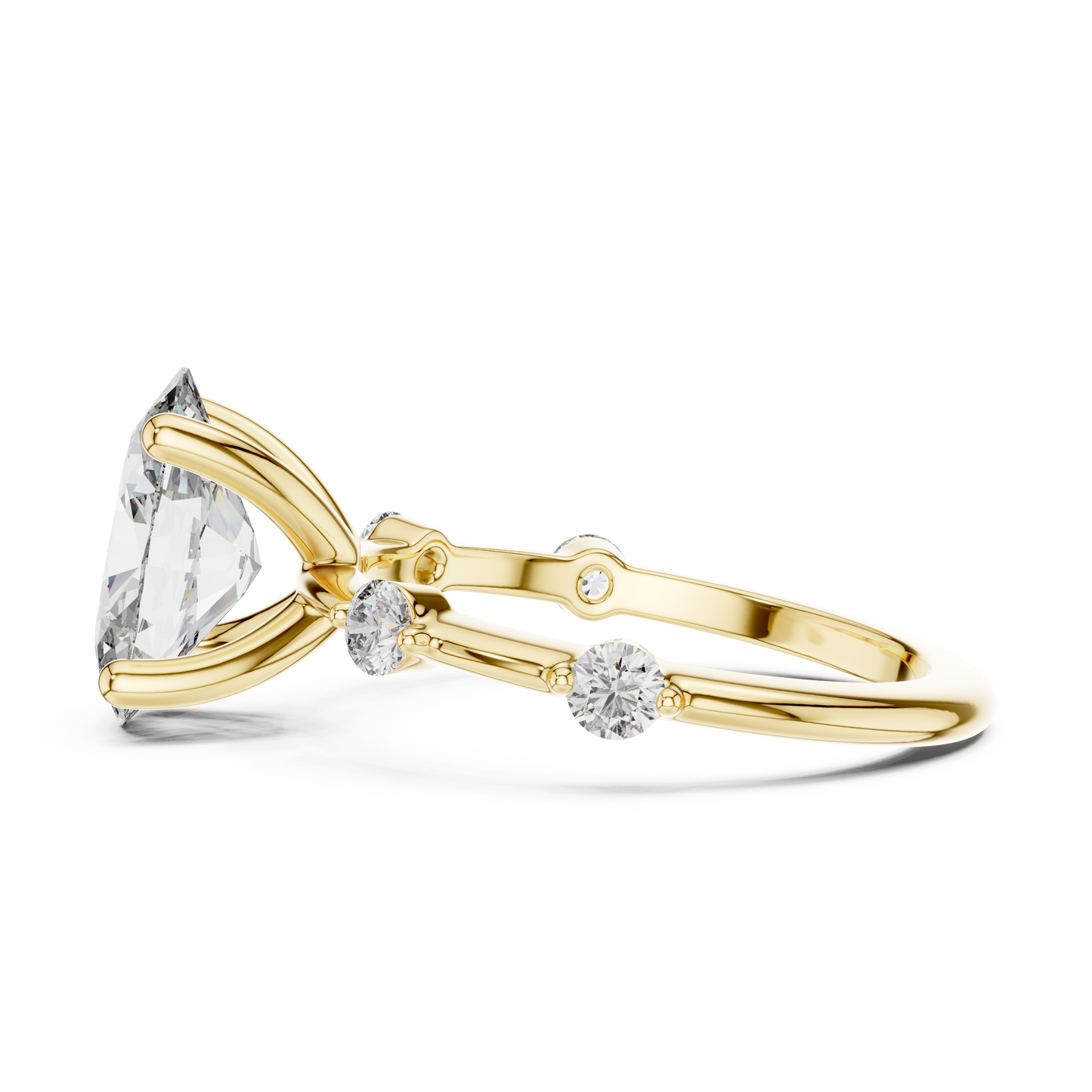 Anillo Solitario Oval con Puente Acentuado de 2.24ct en Córdoba, España | Diamante Creado en Laboratorio Color D Claridad VS | Oro 10K/18K, Plata y Platino (Tallas Disponibles 8-20)