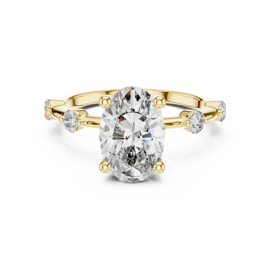 Anillo Solitario Oval con Puente Acentuado de 2.24ct en Córdoba, España | Diamante Creado en Laboratorio Color D Claridad VS | Oro 10K/18K, Plata y Platino (Tallas Disponibles 8-20)