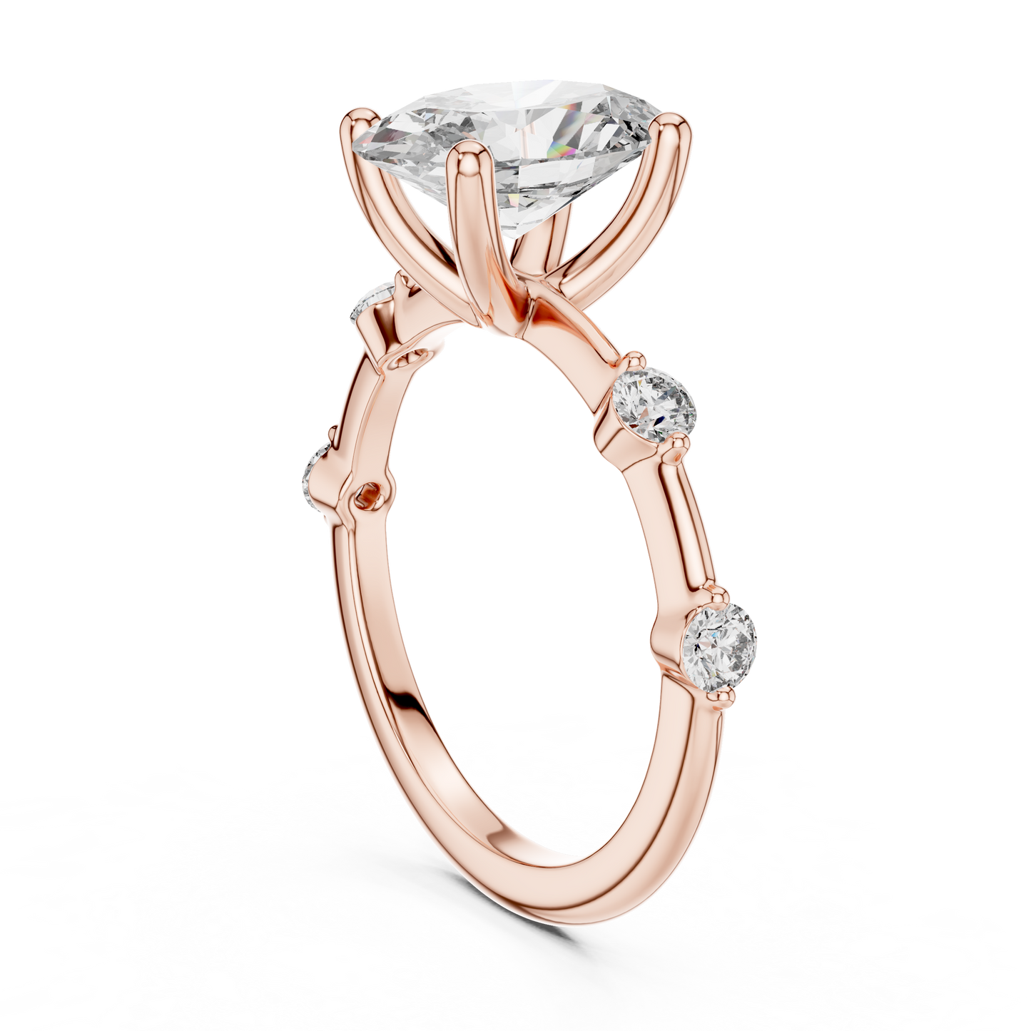 Anillo Solitario Oval con Puente Acentuado de 2.24ct en Córdoba, España | Diamante Creado en Laboratorio Color D Claridad VS | Oro 10K/18K, Plata y Platino (Tallas Disponibles 8-20)