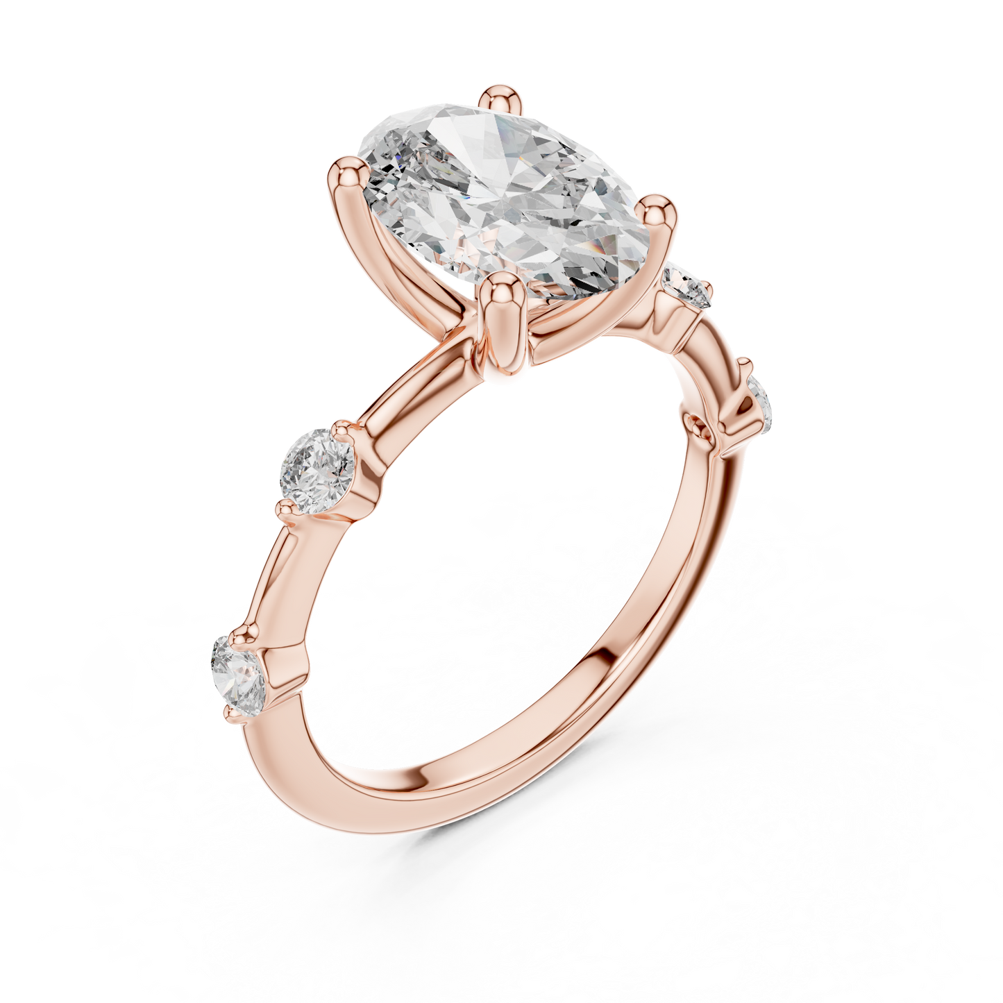 Anillo Solitario Oval con Puente Acentuado de 2.24ct en Córdoba, España | Diamante Creado en Laboratorio Color D Claridad VS | Oro 10K/18K, Plata y Platino (Tallas Disponibles 8-20)