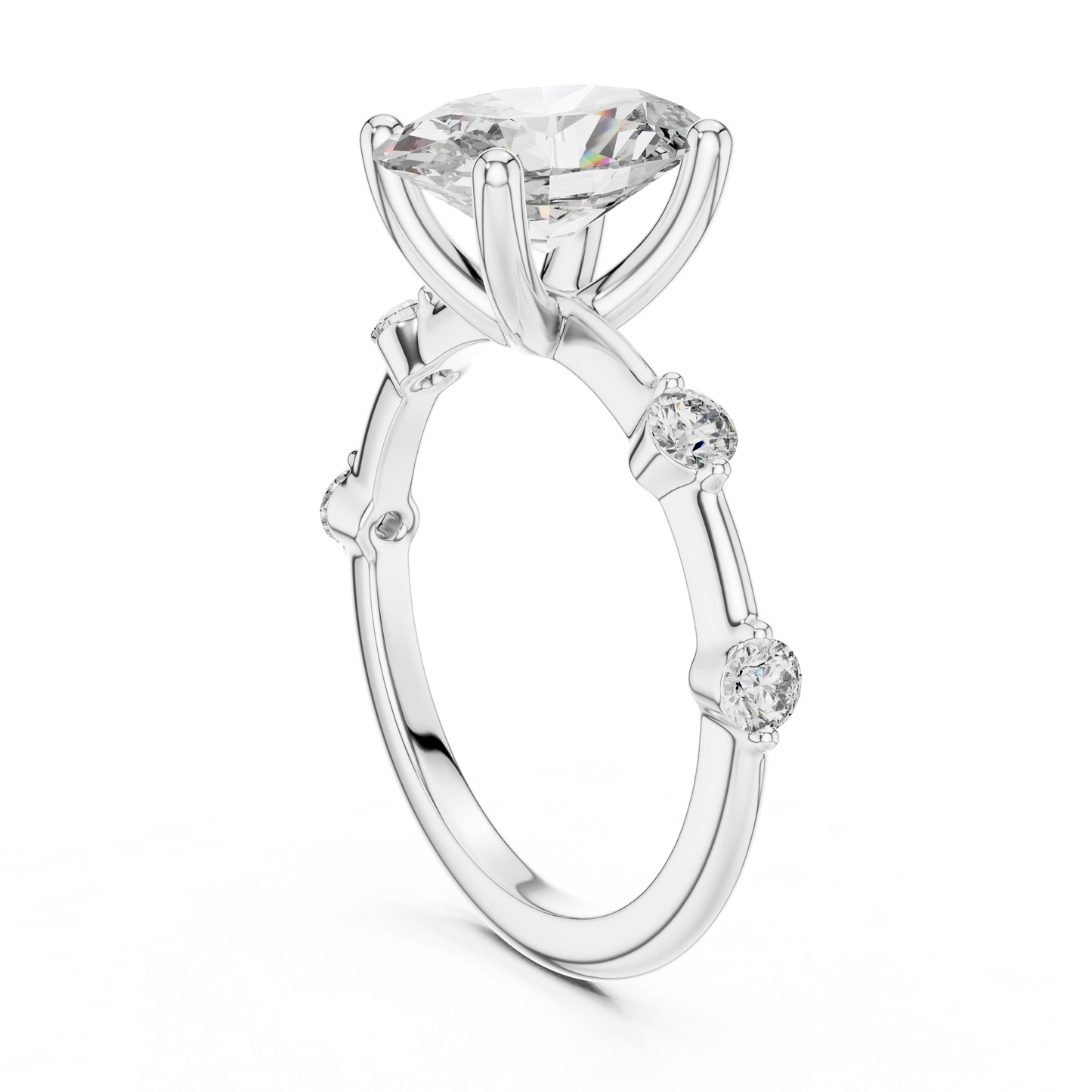Anillo Solitario Oval con Puente Acentuado de 2.24ct en Córdoba, España | Diamante Creado en Laboratorio Color D Claridad VS | Oro 10K/18K, Plata y Platino (Tallas Disponibles 8-20)