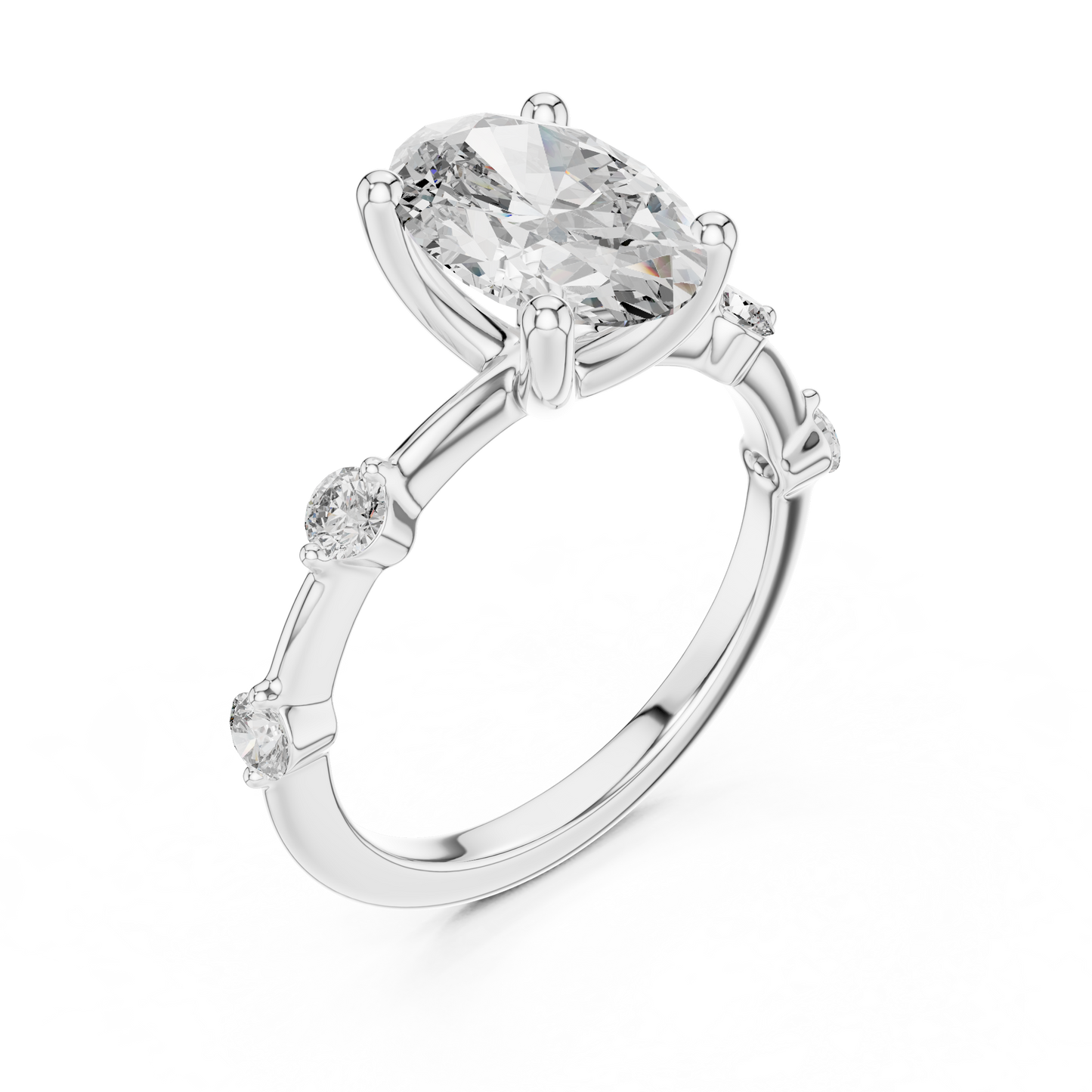 Anillo Solitario Oval con Puente Acentuado de 2.24ct en Córdoba, España | Diamante Creado en Laboratorio Color D Claridad VS | Oro 10K/18K, Plata y Platino (Tallas Disponibles 8-20)