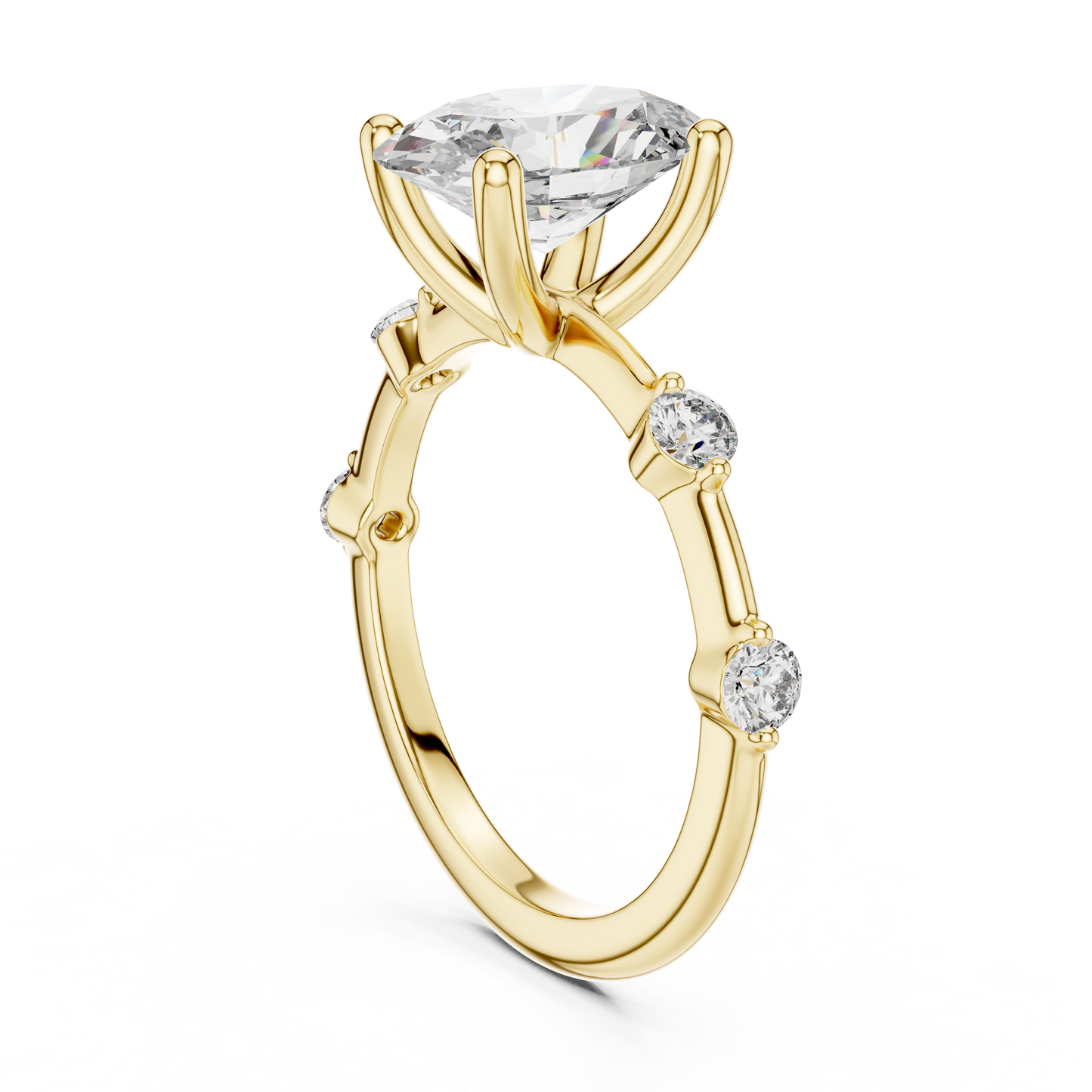 Anillo Solitario Oval con Puente Acentuado de 2.24ct en Córdoba, España | Diamante Creado en Laboratorio Color D Claridad VS | Oro 10K/18K, Plata y Platino (Tallas Disponibles 8-20)