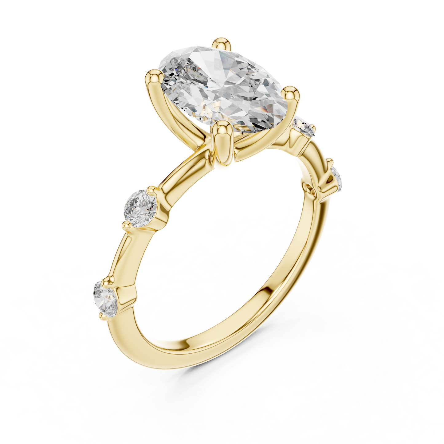Anillo Solitario Oval con Puente Acentuado de 2.24ct en Córdoba, España | Diamante Creado en Laboratorio Color D Claridad VS | Oro 10K/18K, Plata y Platino (Tallas Disponibles 8-20)