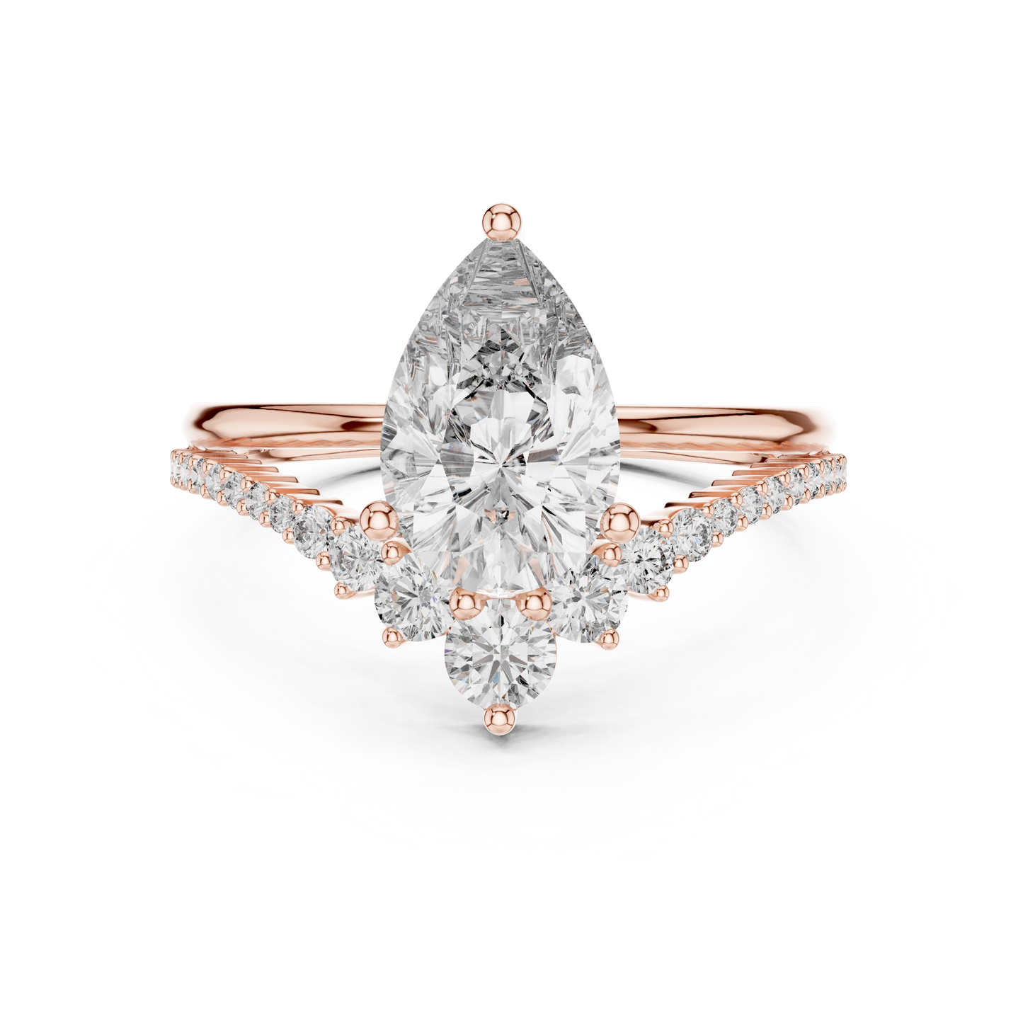 Solitario Pera con Banda de Pavé Graduado de 2.35ct en Córdoba, España | Diamante Creado en Laboratorio Color D Claridad VS | Oro 10K/18K, Plata y Platino (Tallas Disponibles 8-20)