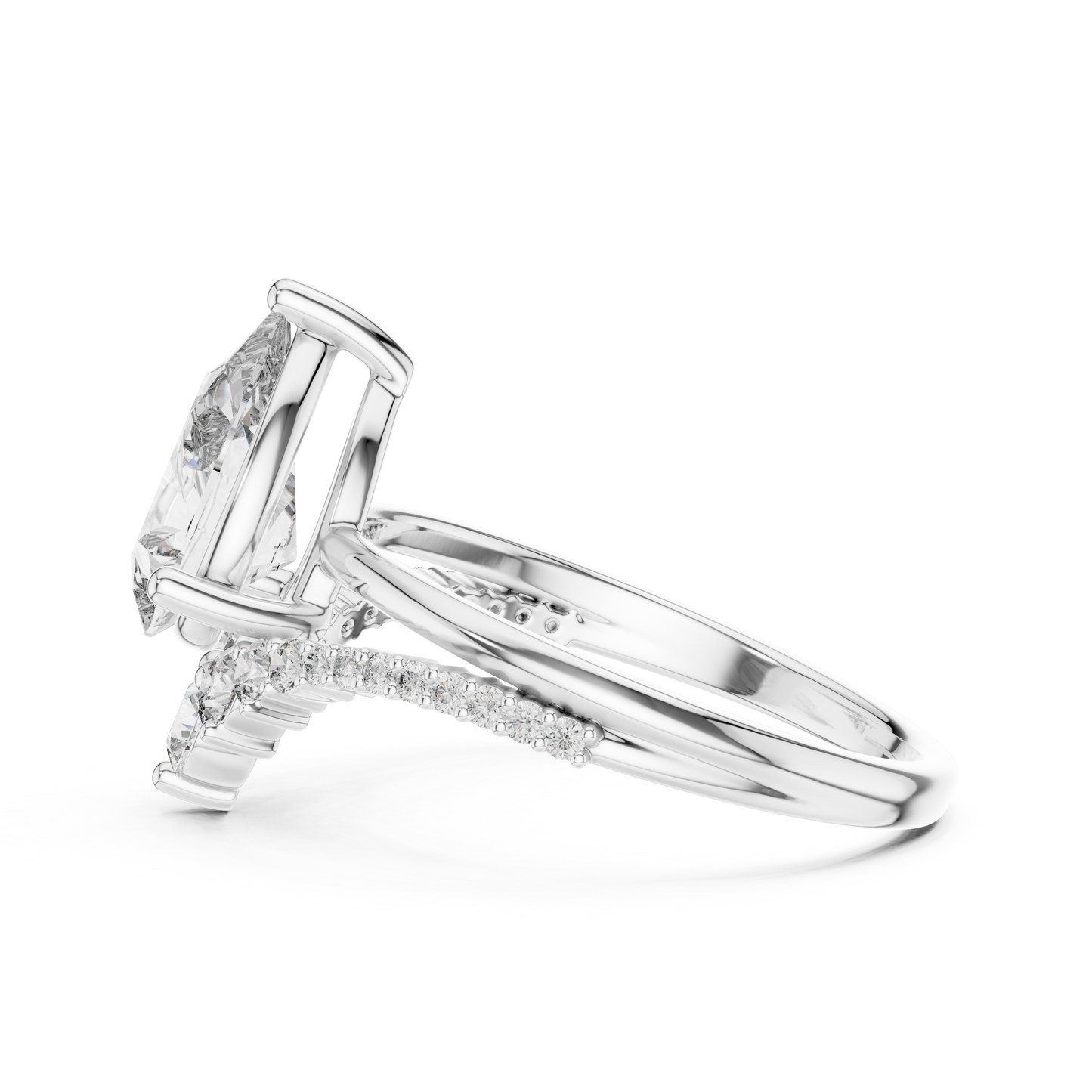 Solitario Pera con Banda de Pavé Graduado de 2.35ct en Córdoba, España | Diamante Creado en Laboratorio Color D Claridad VS | Oro 10K/18K, Plata y Platino (Tallas Disponibles 8-20)