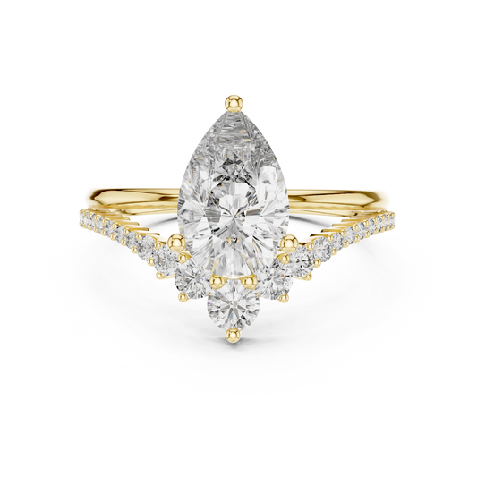 Solitario Pera con Banda de Pavé Graduado de 2.35ct en Córdoba, España | Diamante Creado en Laboratorio Color D Claridad VS | Oro 10K/18K, Plata y Platino (Tallas Disponibles 8-20)