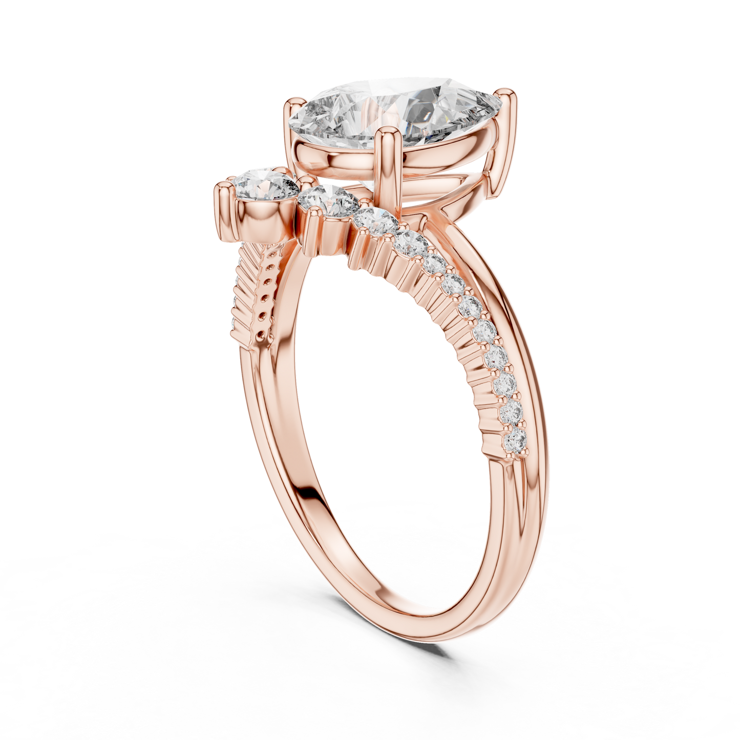 Solitario Pera con Banda de Pavé Graduado de 2.35ct en Córdoba, España | Diamante Creado en Laboratorio Color D Claridad VS | Oro 10K/18K, Plata y Platino (Tallas Disponibles 8-20)