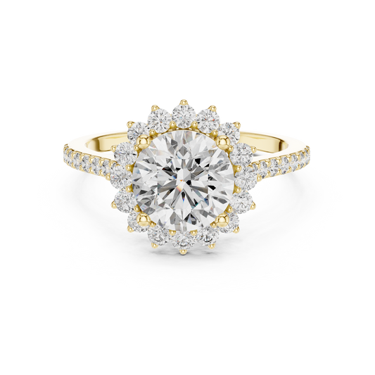 Anillo de Compromiso Halo con Diamante Redondo de 1.98ct | Diamante Creado en Laboratorio Color D Claridad VS | Oro 10K/18K, Plata y Platino (Tallas Disponibles 8-20)