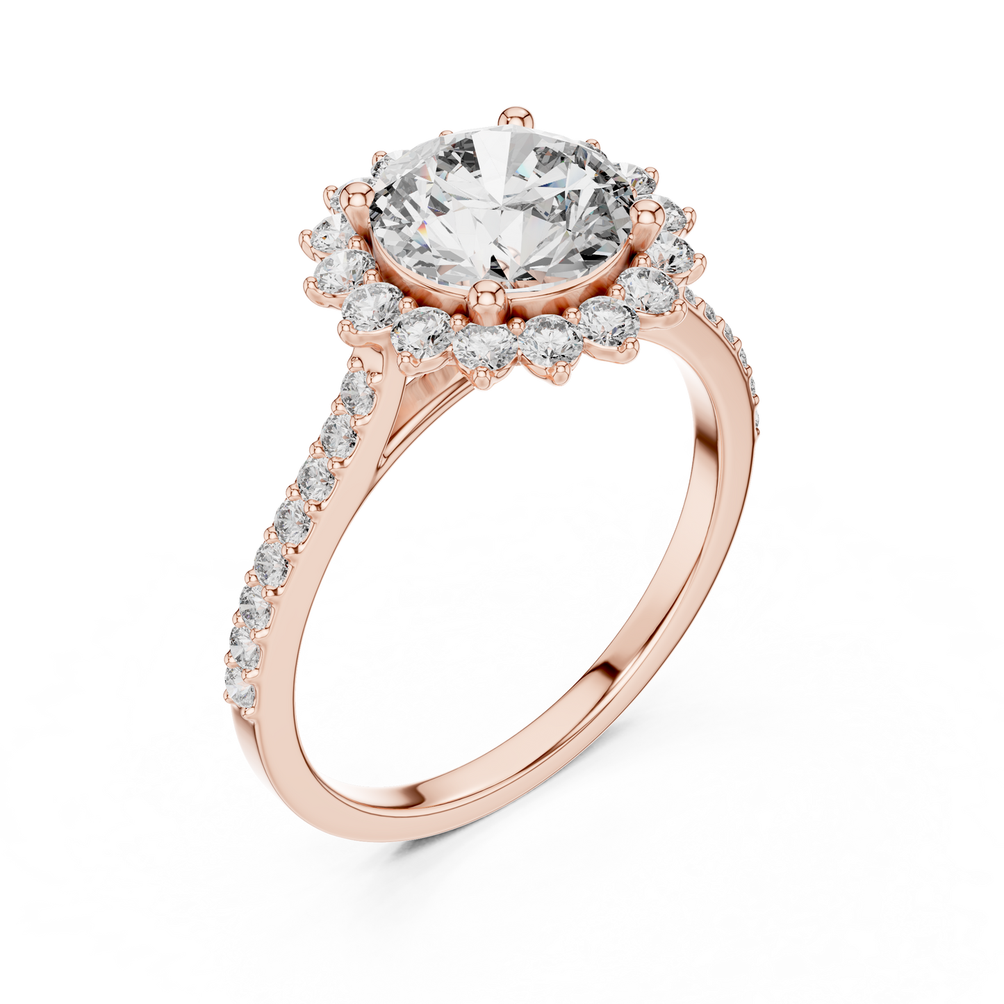 Anillo de Compromiso Halo con Diamante Redondo de 1.98ct | Diamante Creado en Laboratorio Color D Claridad VS | Oro 10K/18K, Plata y Platino (Tallas Disponibles 8-20)