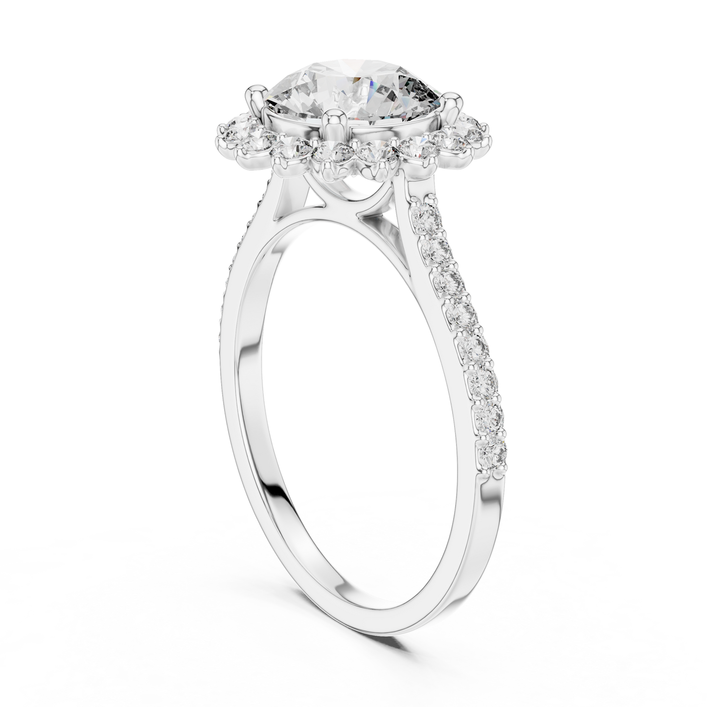 Anillo de Compromiso Halo con Diamante Redondo de 1.98ct | Diamante Creado en Laboratorio Color D Claridad VS | Oro 10K/18K, Plata y Platino (Tallas Disponibles 8-20)