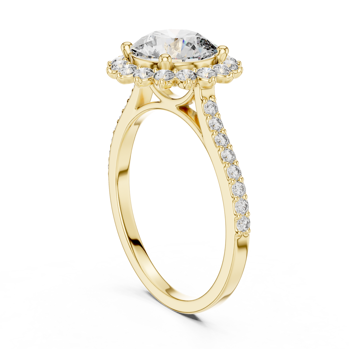 Anillo de Compromiso Halo con Diamante Redondo de 1.98ct | Diamante Creado en Laboratorio Color D Claridad VS | Oro 10K/18K, Plata y Platino (Tallas Disponibles 8-20)