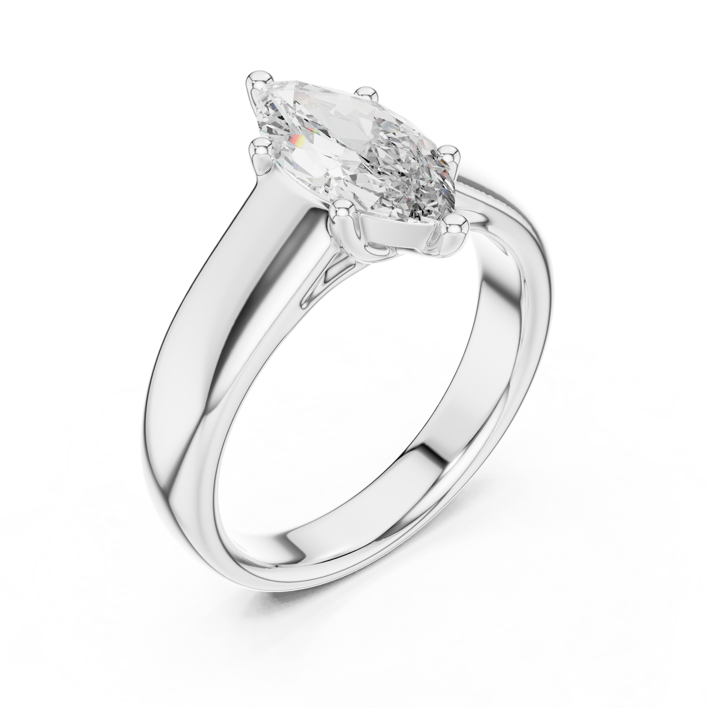 Anillo de Compromiso Solitario Marquise de 2.00ct | Diamante Creado en Laboratorio Color D Claridad VS | Oro 10K/18K, Plata y Platino (Tallas Disponibles 8-20)
