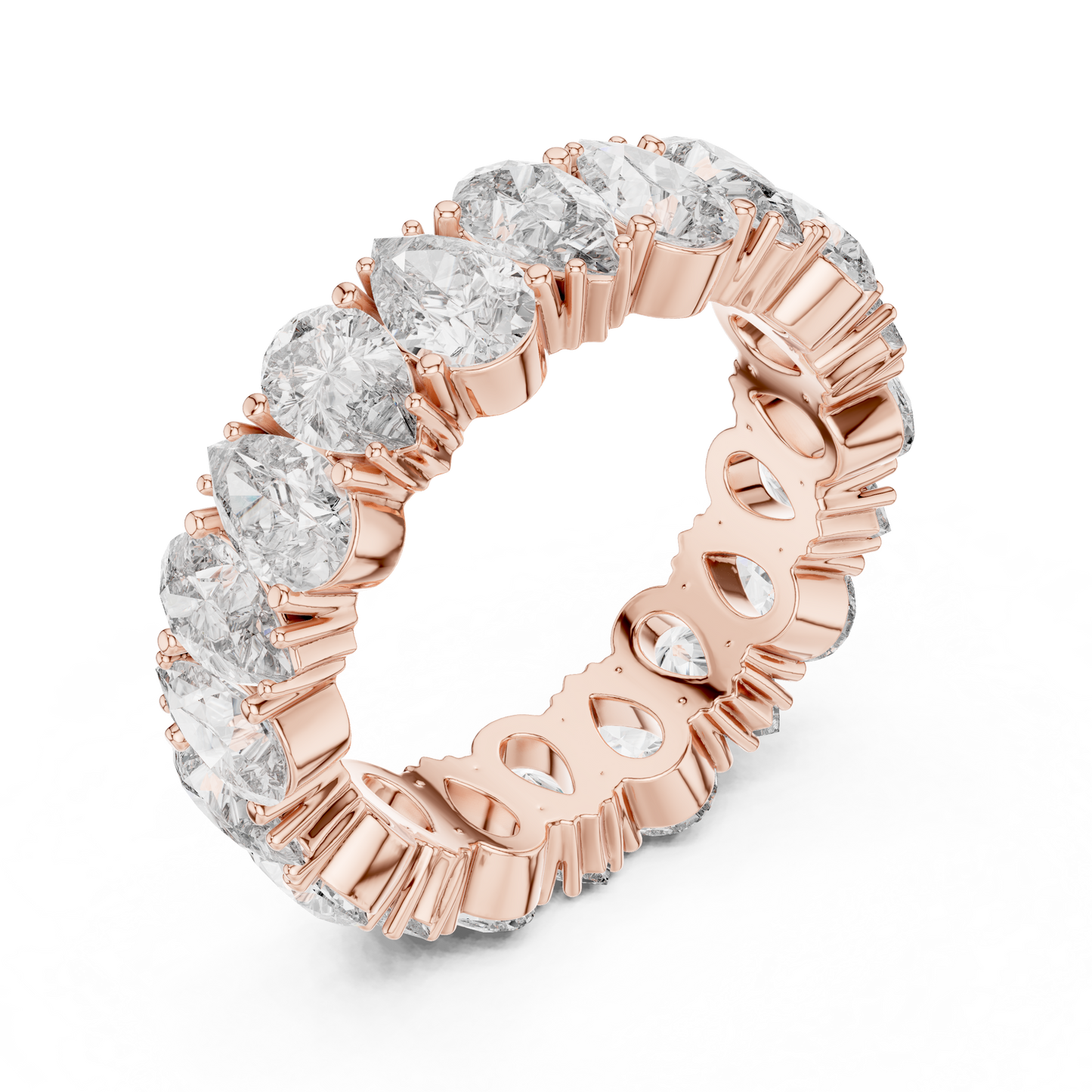 Anillo Eternidad Infinito 4.98ctw con Diamantes Corte Pera en Córdoba, España | Color D Claridad VS Diamantes Creados en Laboratorio | Oro 10K/18K, Plata y Platino (Tallas Disponibles 8–20)