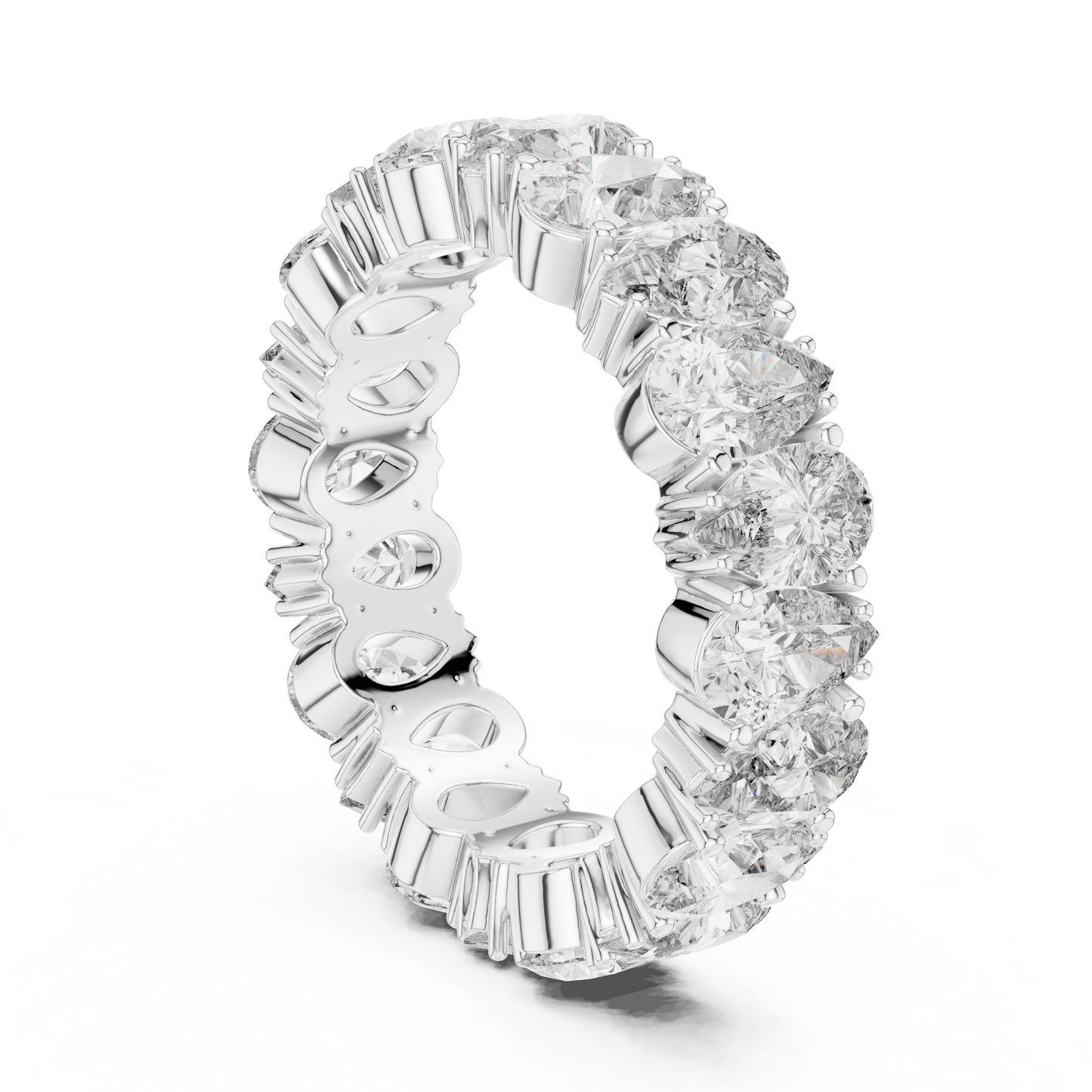 Anillo Eternidad Infinito 4.98ctw con Diamantes Corte Pera en Córdoba, España | Color D Claridad VS Diamantes Creados en Laboratorio | Oro 10K/18K, Plata y Platino (Tallas Disponibles 8–20)