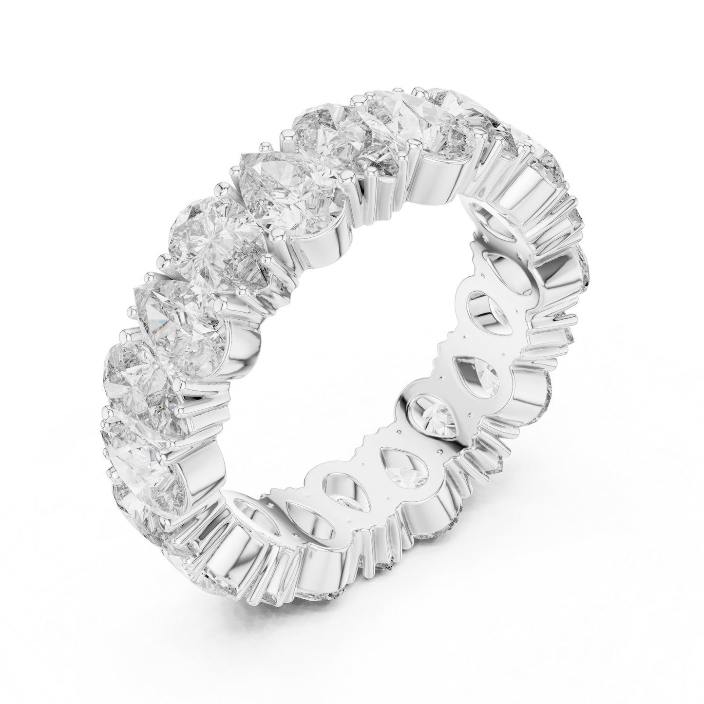 Anillo Eternidad Infinito 4.98ctw con Diamantes Corte Pera en Córdoba, España | Color D Claridad VS Diamantes Creados en Laboratorio | Oro 10K/18K, Plata y Platino (Tallas Disponibles 8–20)
