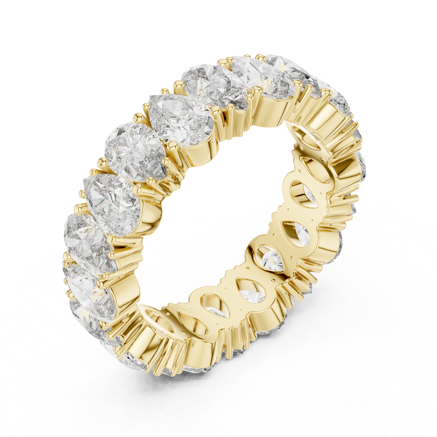 Anillo Eternidad Infinito 4.98ctw con Diamantes Corte Pera en Córdoba, España | Color D Claridad VS Diamantes Creados en Laboratorio | Oro 10K/18K, Plata y Platino (Tallas Disponibles 8–20)