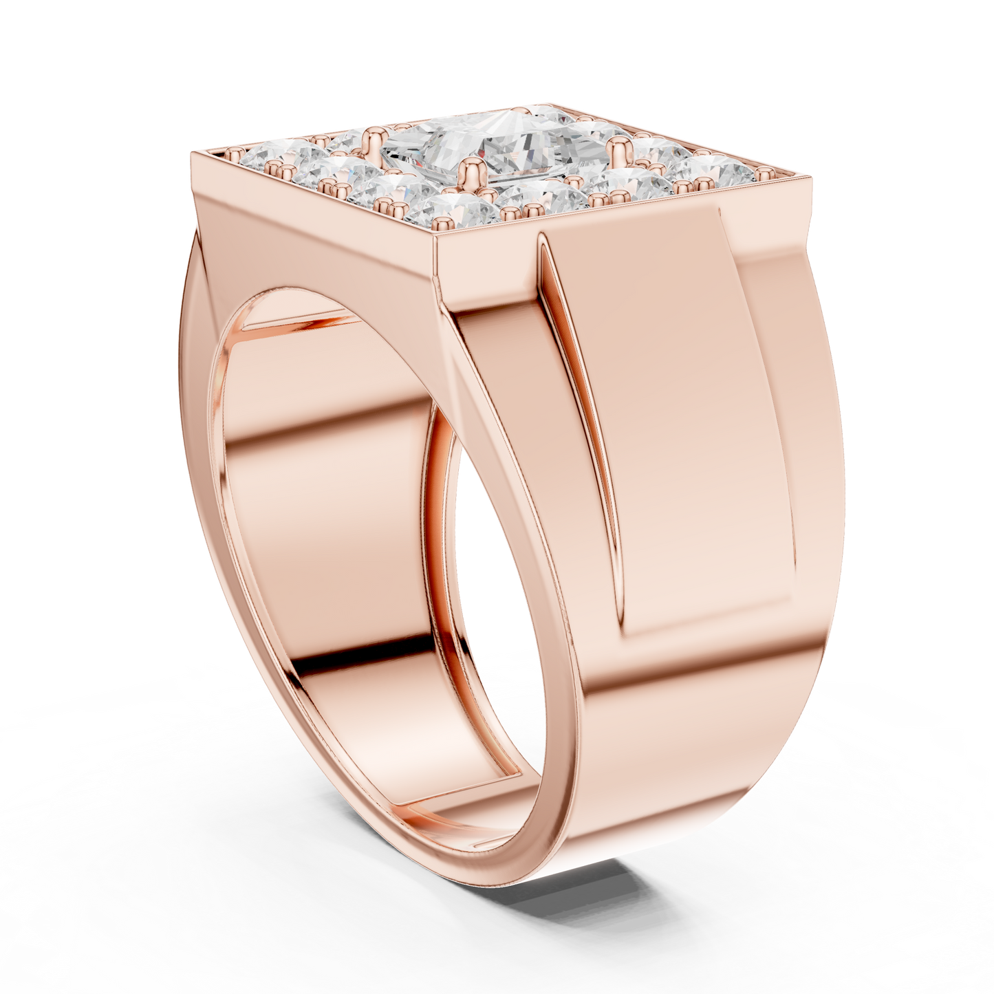 Anillo Masculino de Declaración 1.32ctw con Diamantes Corte Princesa y Redondos en Córdoba, España  | Color D Claridad VS Diamantes Creados en Laboratorio | Oro 10K/18K y Platino (Tallas Disponibles 8–20)
