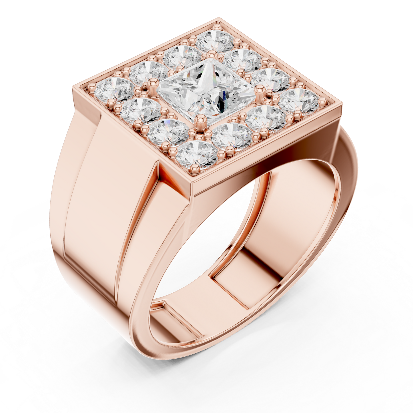 Anillo Masculino de Declaración 1.32ctw con Diamantes Corte Princesa y Redondos en Córdoba, España  | Color D Claridad VS Diamantes Creados en Laboratorio | Oro 10K/18K y Platino (Tallas Disponibles 8–20)