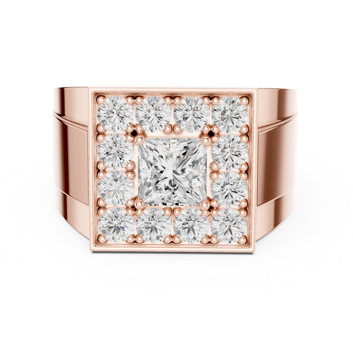 Anillo Masculino de Declaración 1.32ctw con Diamantes Corte Princesa y Redondos en Córdoba, España  | Color D Claridad VS Diamantes Creados en Laboratorio | Oro 10K/18K y Platino (Tallas Disponibles 8–20)