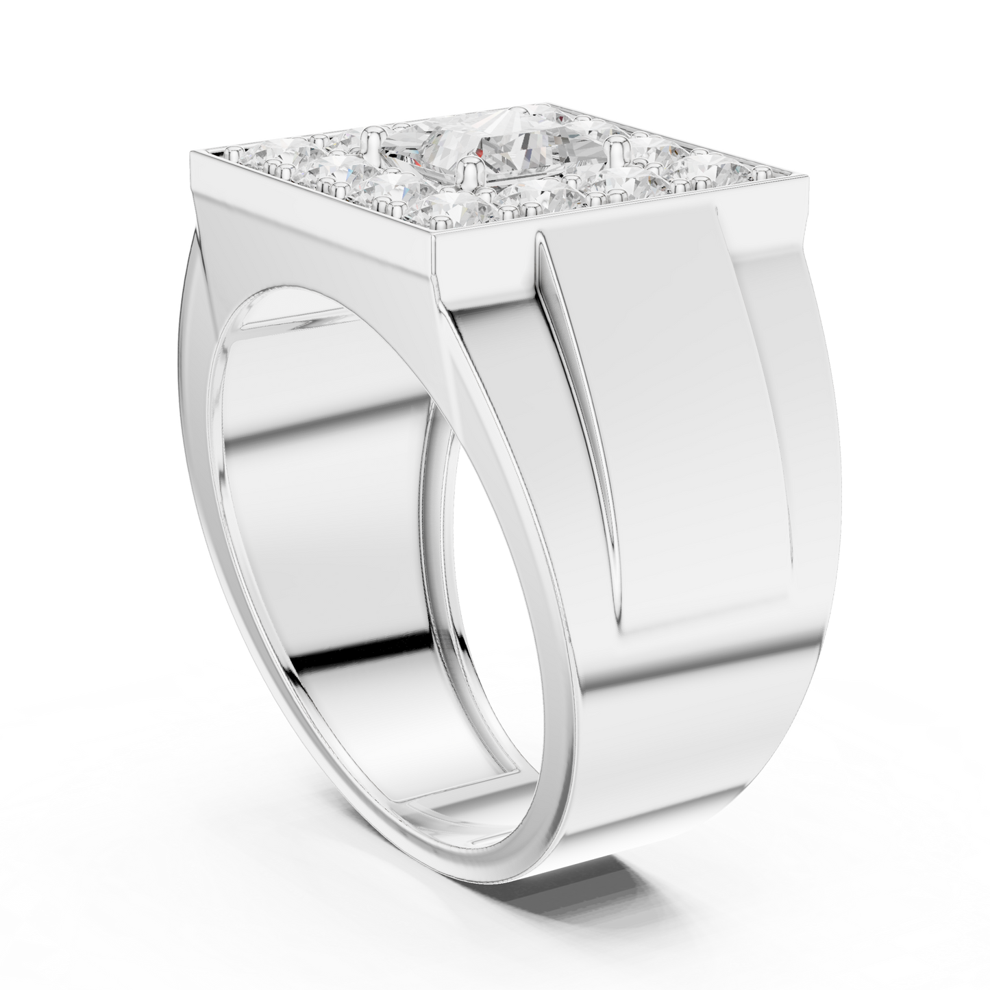 Anillo Masculino de Declaración 1.32ctw con Diamantes Corte Princesa y Redondos en Córdoba, España  | Color D Claridad VS Diamantes Creados en Laboratorio | Oro 10K/18K y Platino (Tallas Disponibles 8–20)