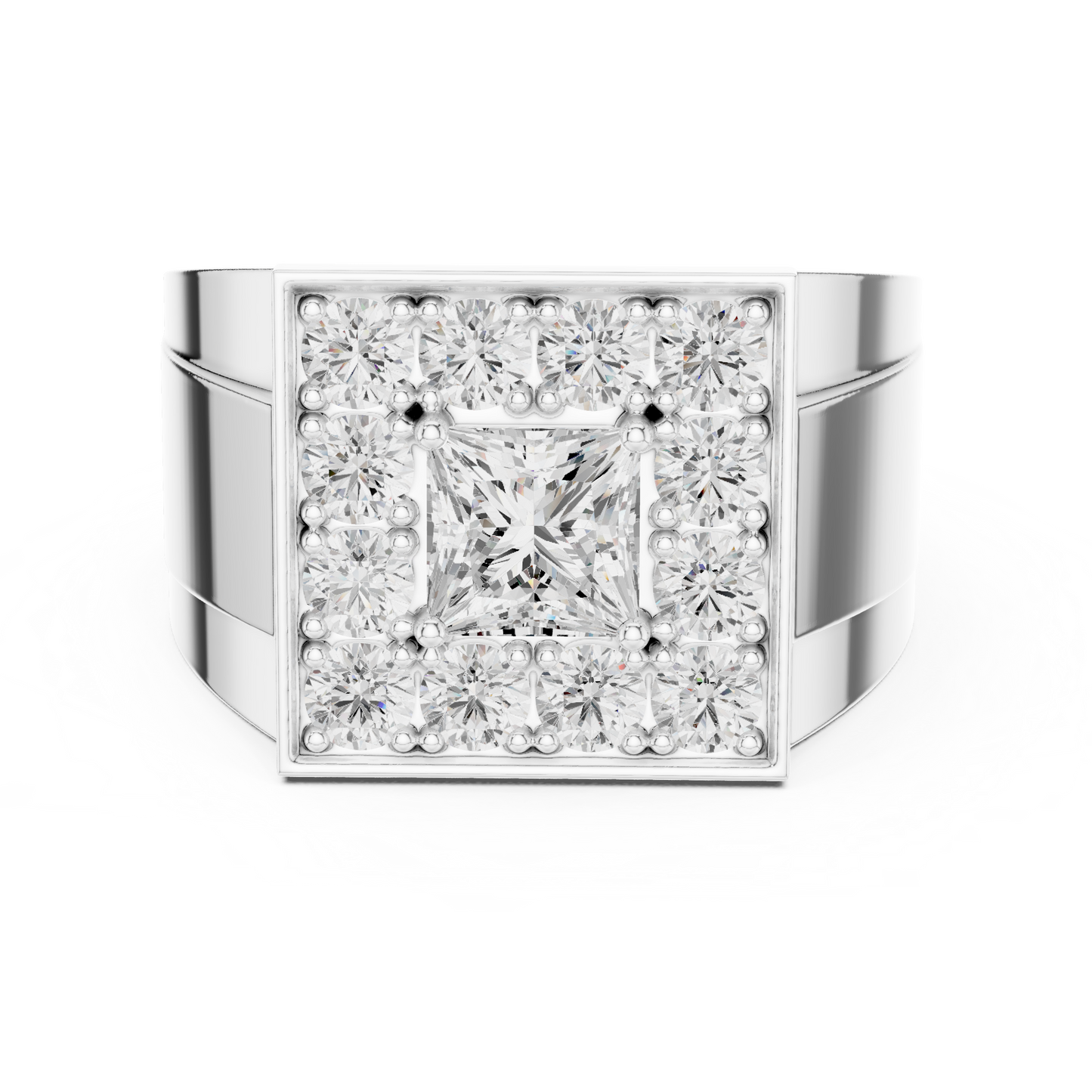 Anillo Masculino de Declaración 1.32ctw con Diamantes Corte Princesa y Redondos en Córdoba, España  | Color D Claridad VS Diamantes Creados en Laboratorio | Oro 10K/18K y Platino (Tallas Disponibles 8–20)