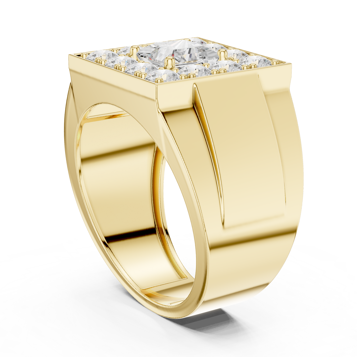 Anillo Masculino de Declaración 1.32ctw con Diamantes Corte Princesa y Redondos en Córdoba, España  | Color D Claridad VS Diamantes Creados en Laboratorio | Oro 10K/18K y Platino (Tallas Disponibles 8–20)