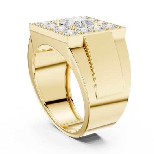 Anillo Masculino de Declaración 1.32ctw con Diamantes Corte Princesa y Redondos en Córdoba, España  | Color D Claridad VS Diamantes Creados en Laboratorio | Oro 10K/18K y Platino (Tallas Disponibles 8–20)
