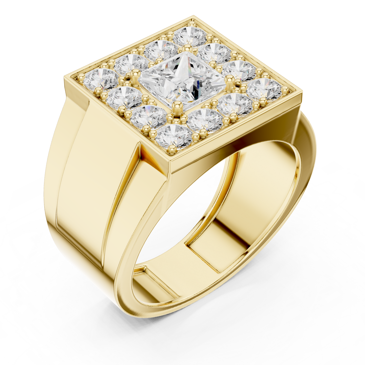 Anillo Masculino de Declaración 1.32ctw con Diamantes Corte Princesa y Redondos en Córdoba, España  | Color D Claridad VS Diamantes Creados en Laboratorio | Oro 10K/18K y Platino (Tallas Disponibles 8–20)